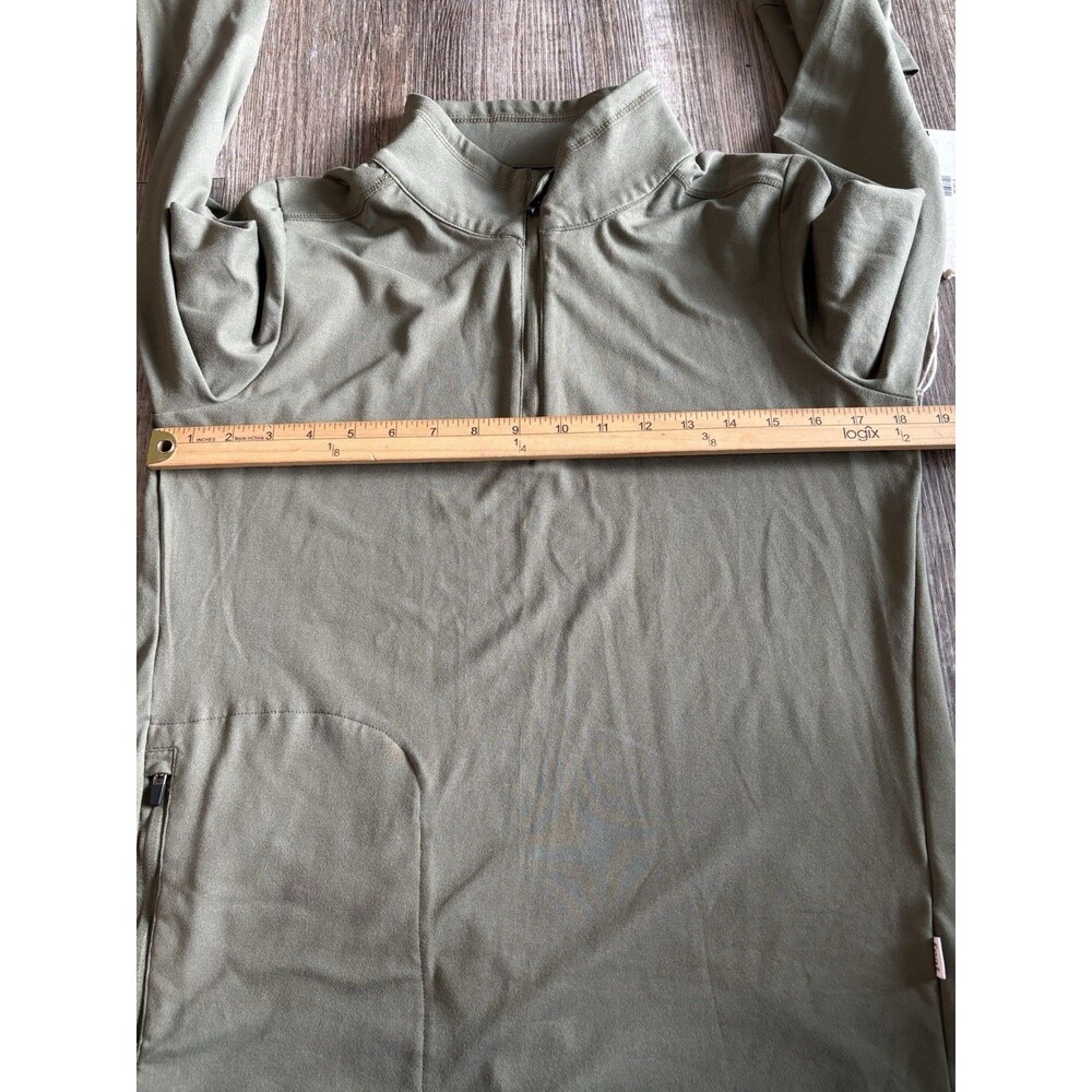 FEAT Roam Sage Green 1/4 Zip Performance Pullover Long Sleeve Top Medium $108 - Picture 2 of 6